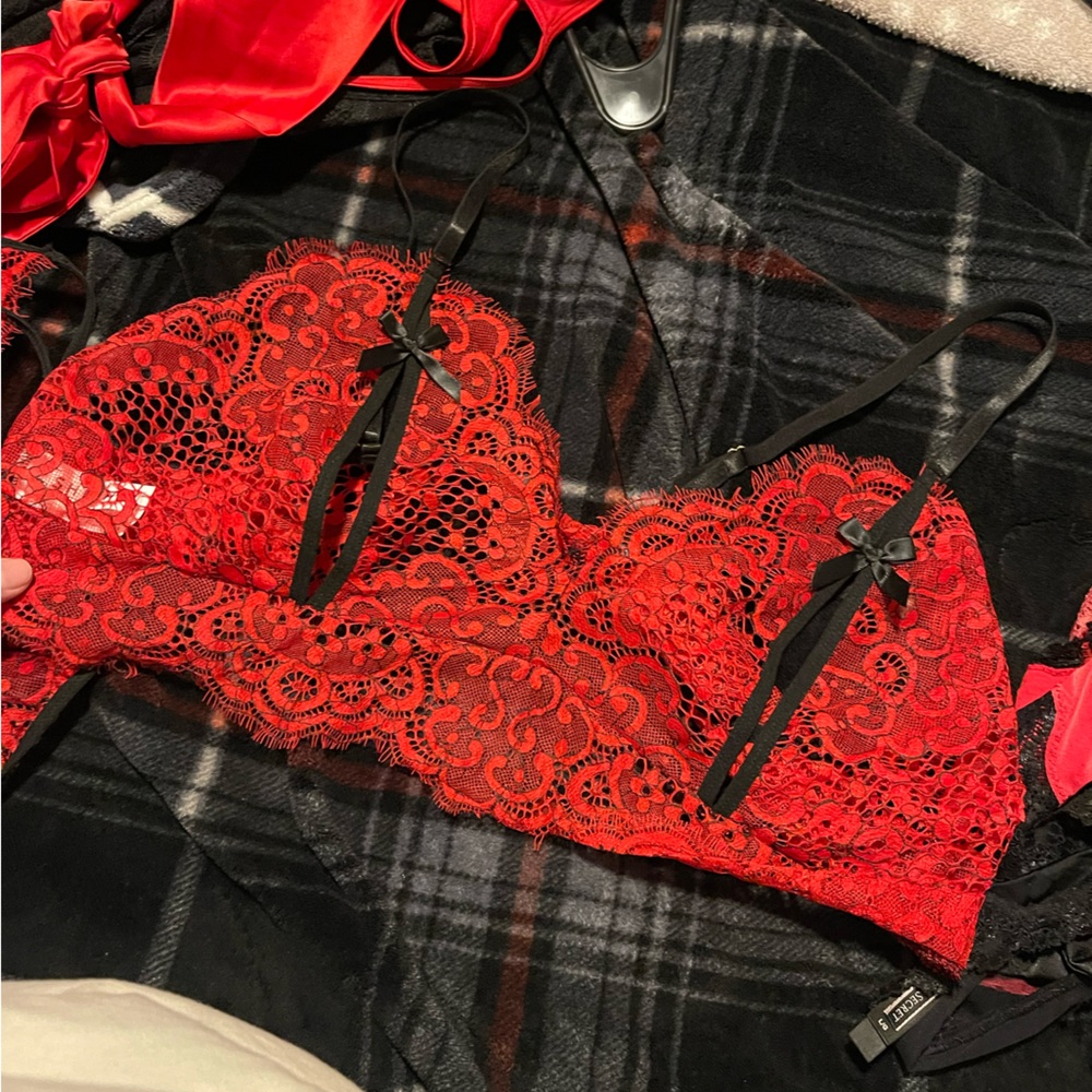 Red lace lingerie set